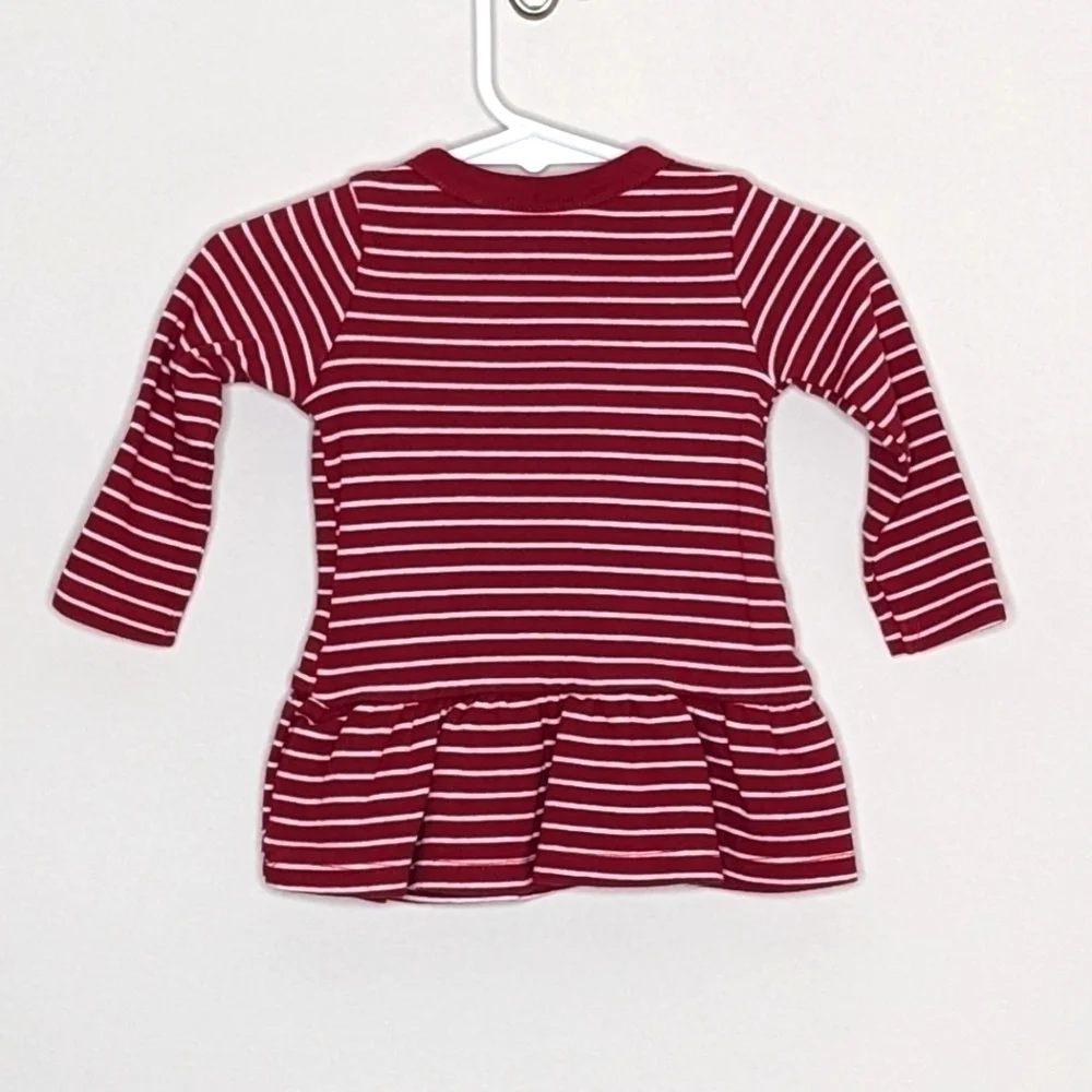 Hanna Andersson Moon and Back Red White Stripe Organic Cotton Dress 6m